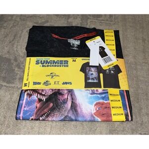 NEW MENS Universal Summer Blockbuster T Shirt Jurassic Park Jaws‎ ET Sz Medium